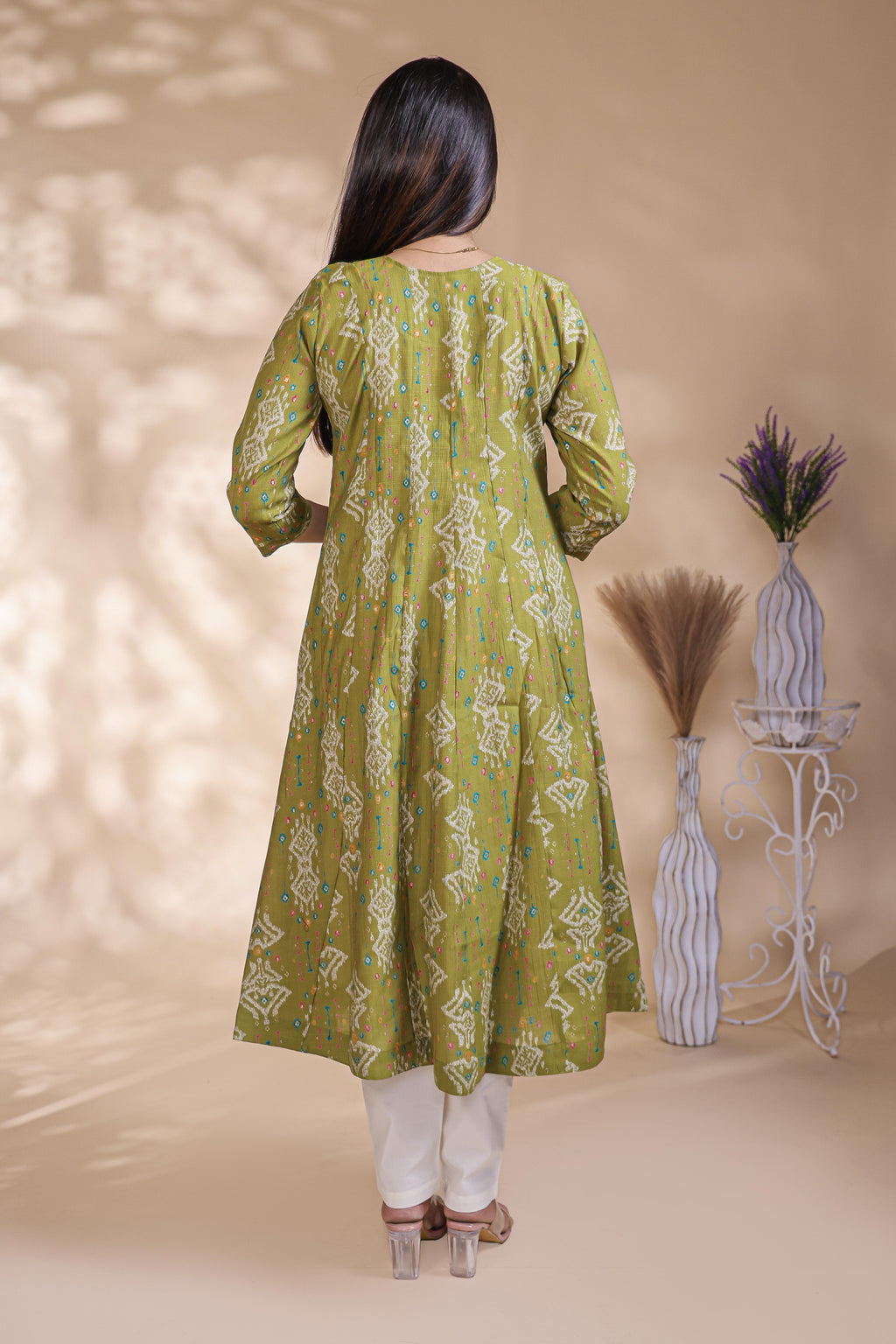 Olive Green Floral Printed umbrella top
