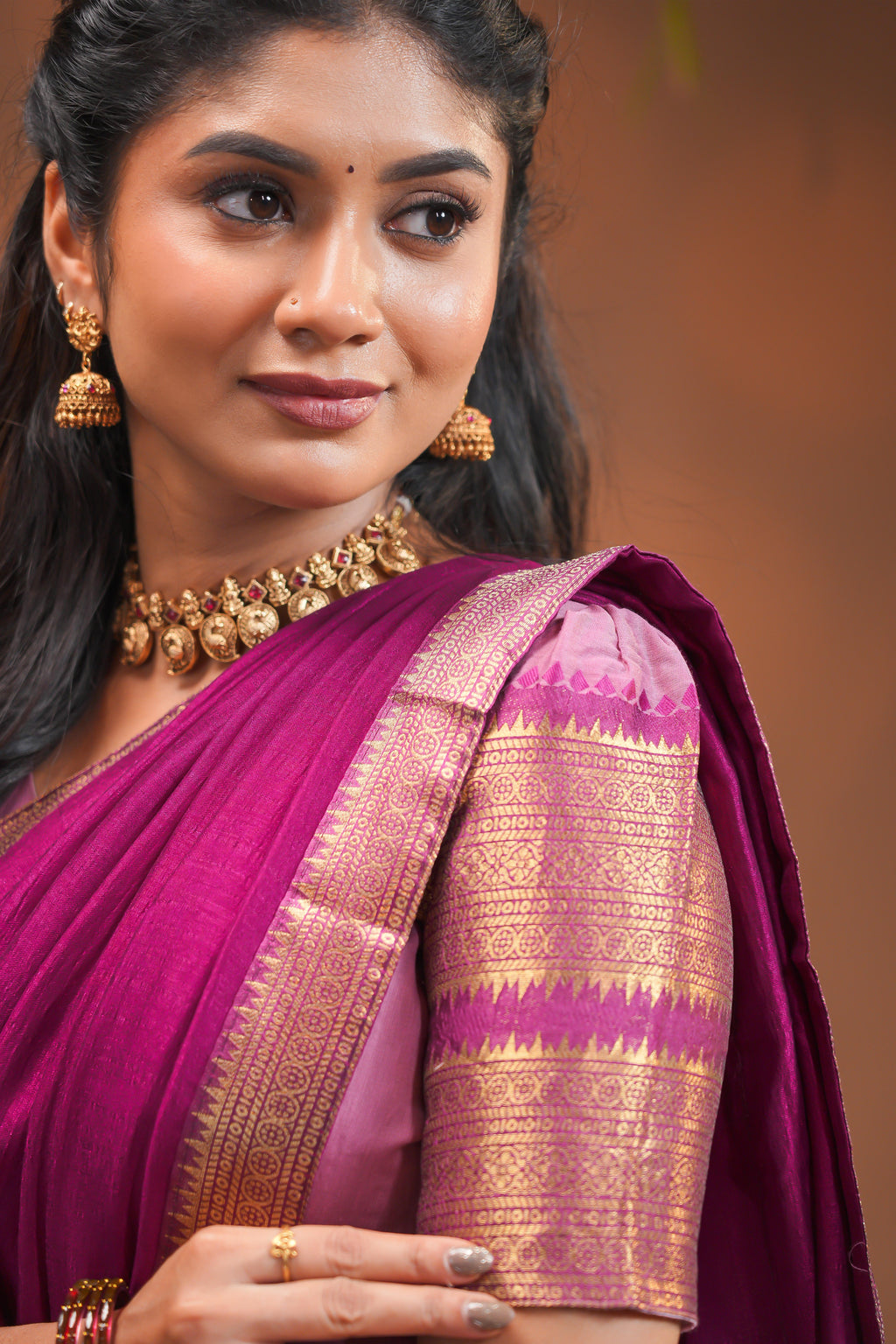 Elegant Pink and Magenta Half Saree / Traditional Langa Voni Set