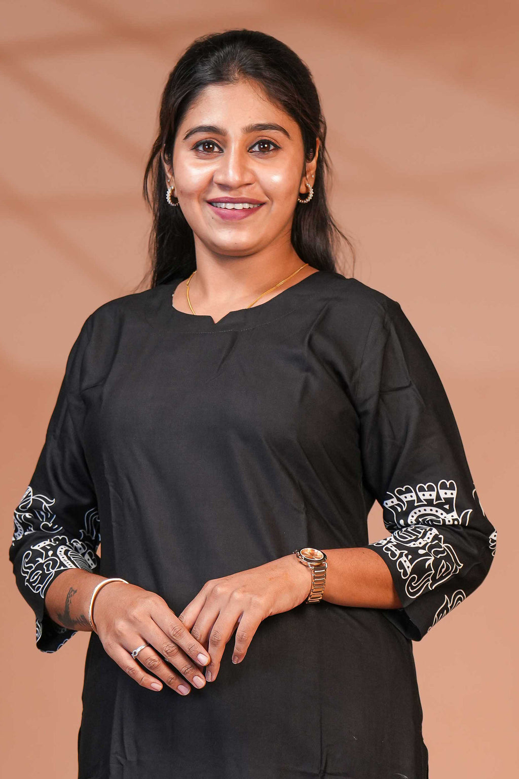 Black Co- Ord set With Ethnic Elephant Motifs