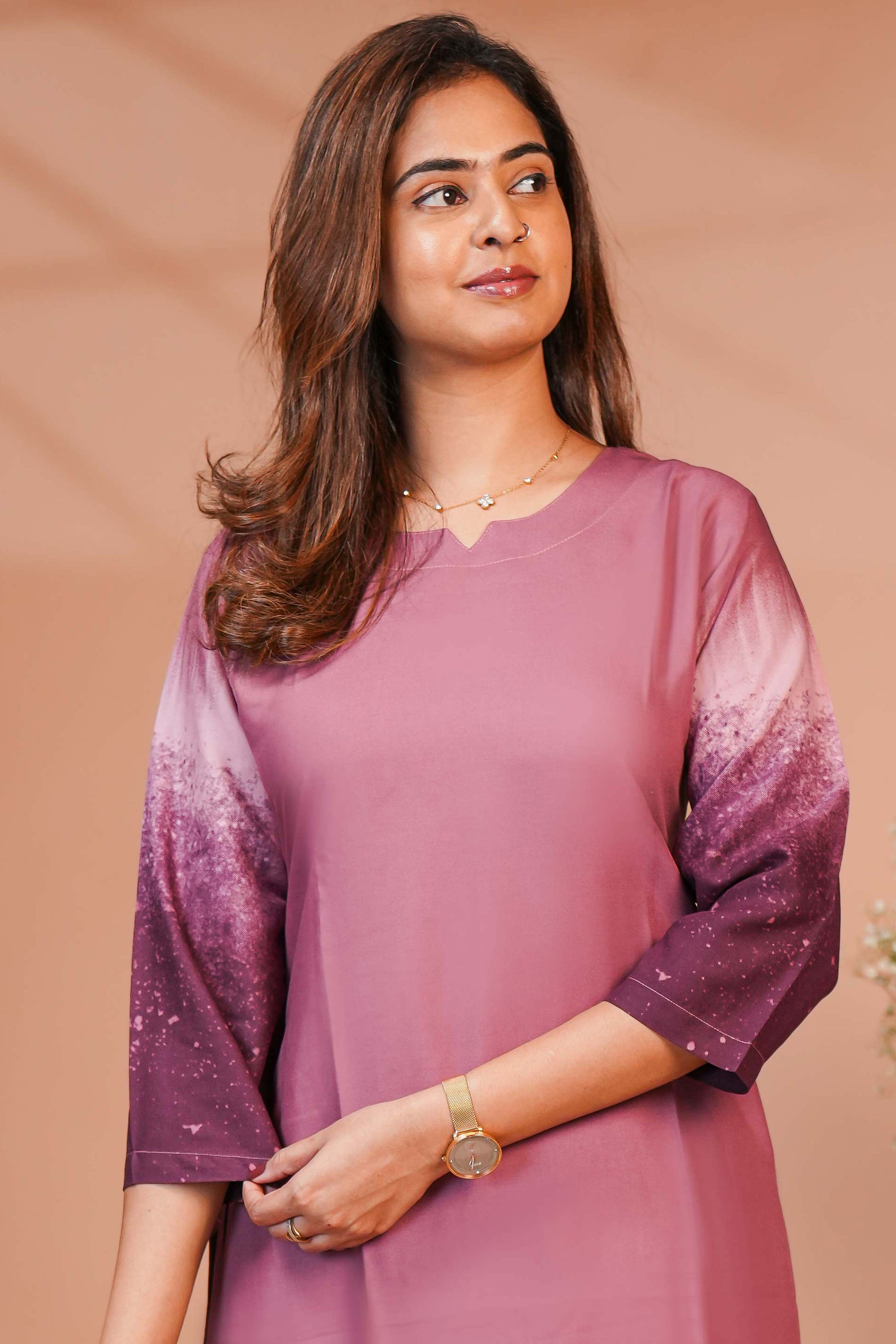 Dusty rose /Blush Pink, into Rich Plum and Wine Purple Elegant Block Prints