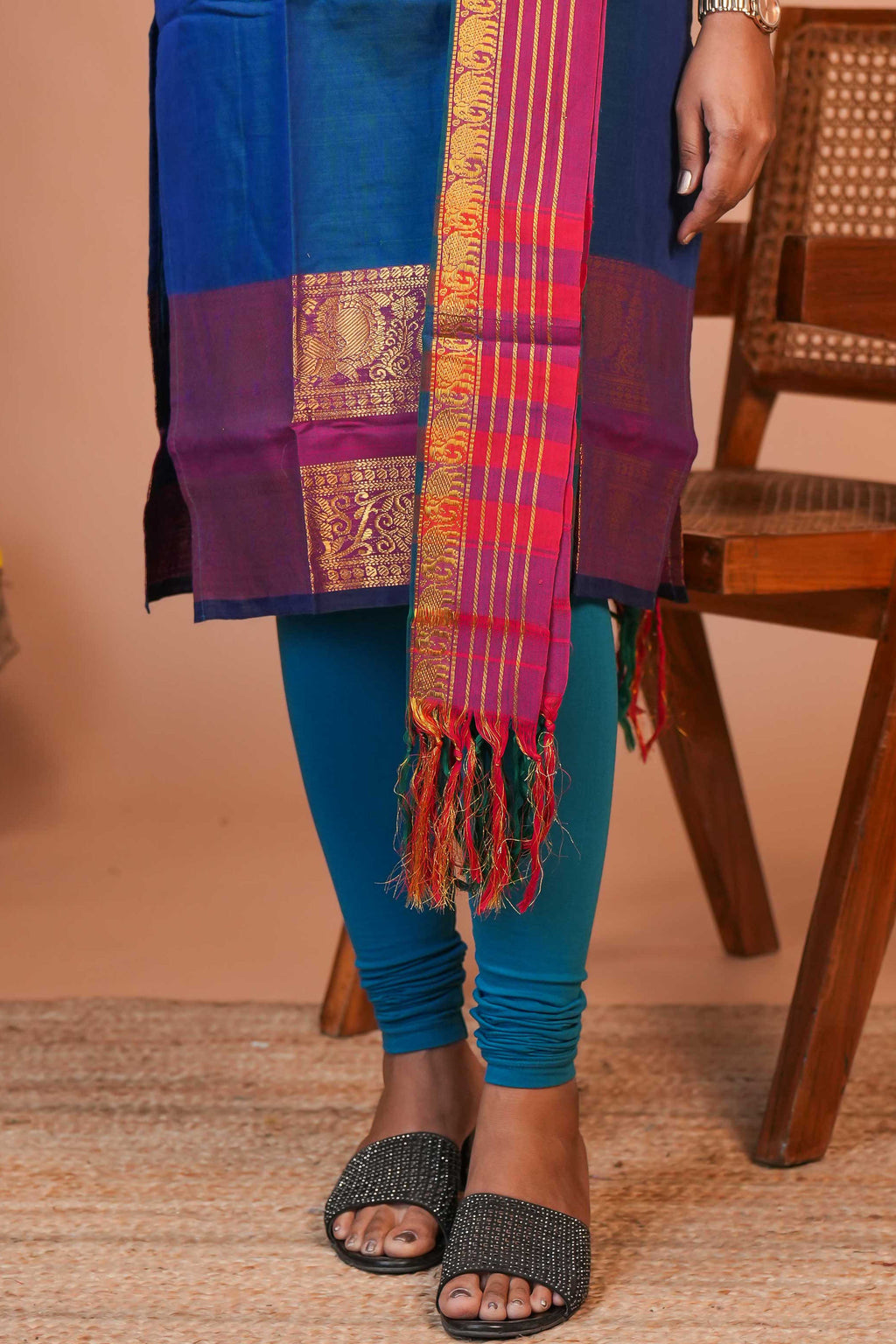 Open Top Sugdi kurti Elegant Blue and Pink Mixed Kurti