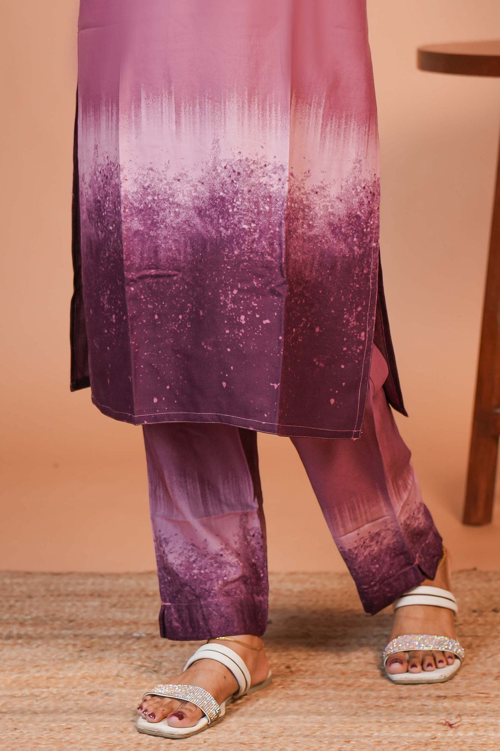 Dusty rose /Blush Pink, into Rich Plum and Wine Purple Elegant Block Prints