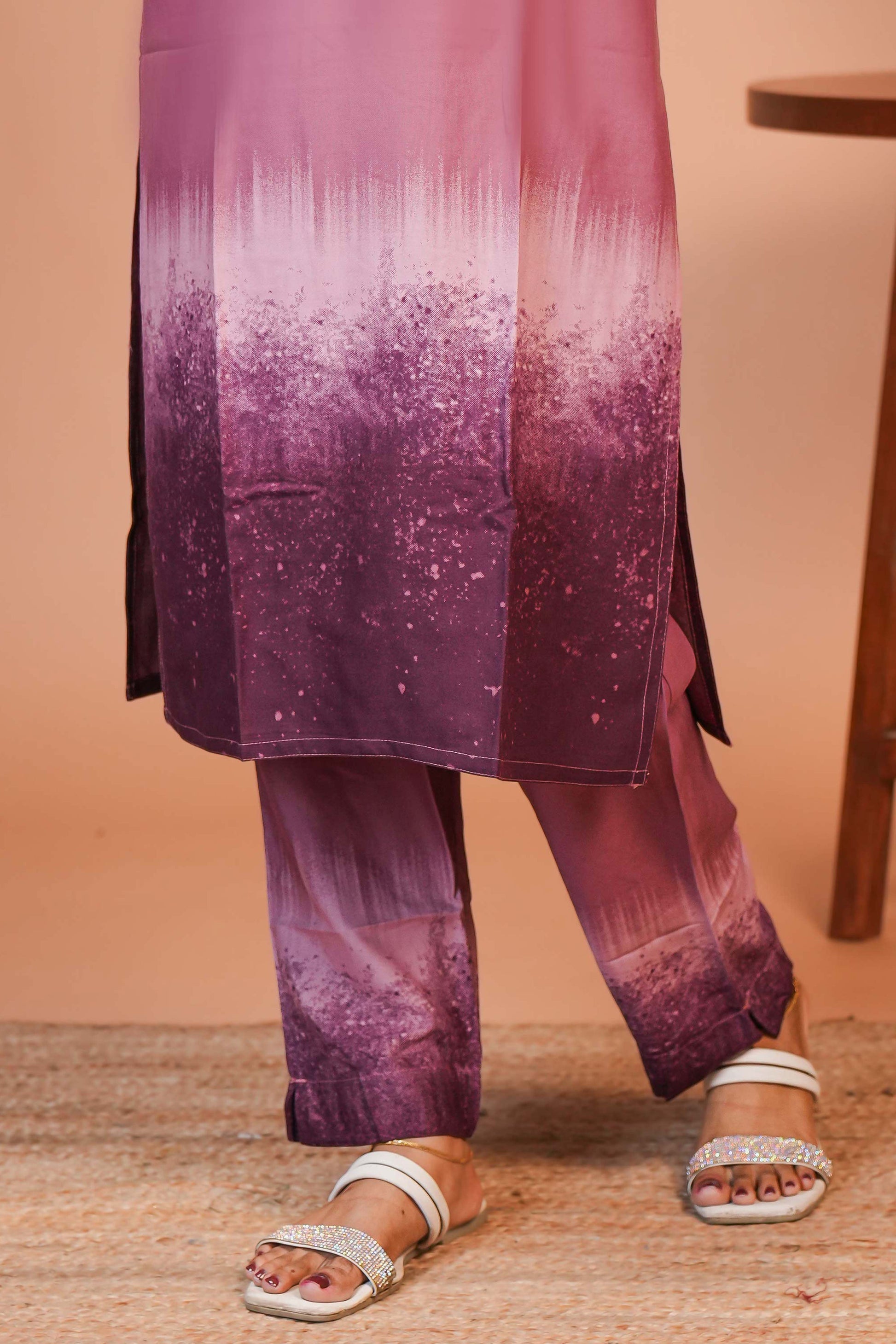 Dusty rose /Blush Pink, into Rich Plum and Wine Purple Elegant Block Prints