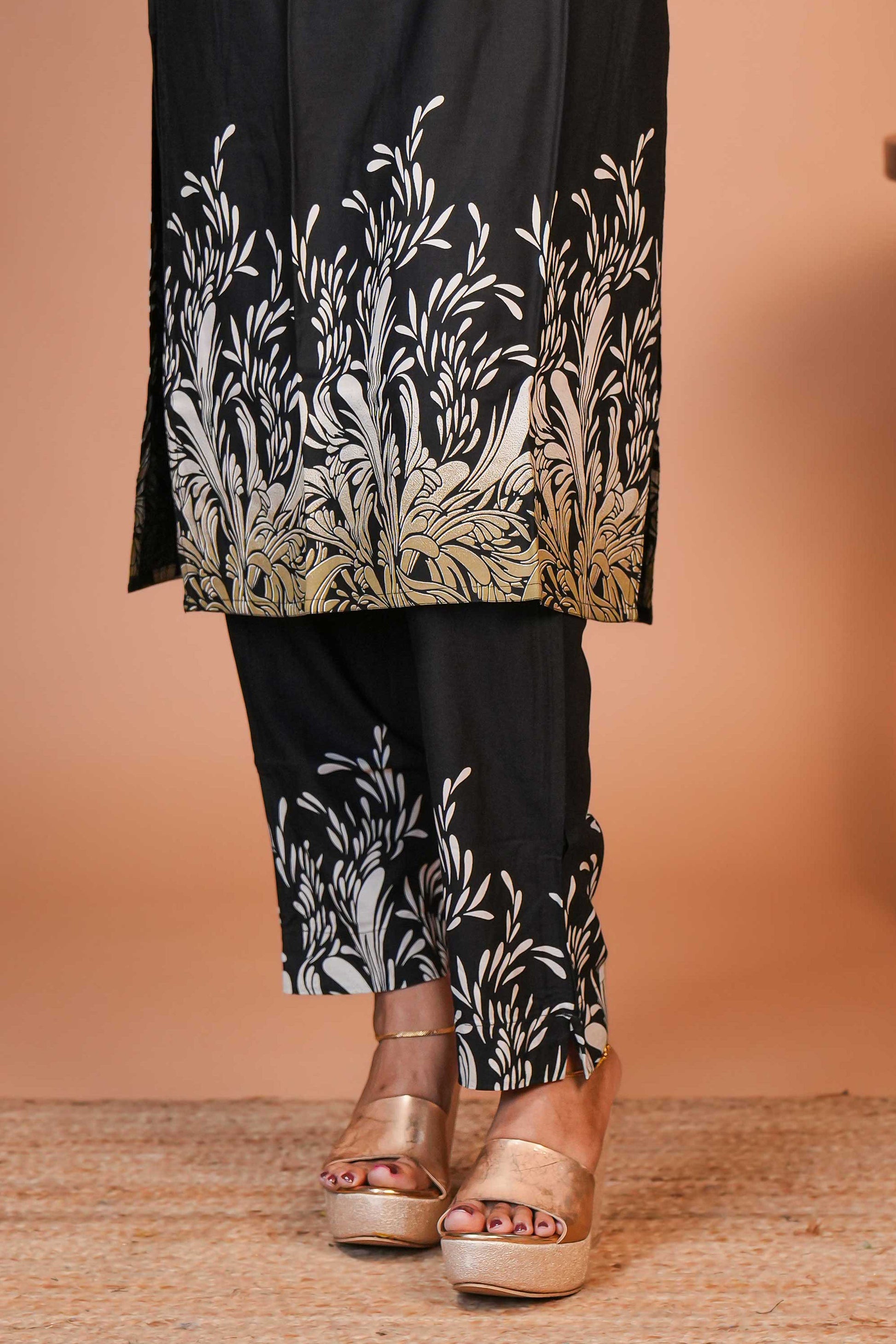 A Solid Ebony Black,Co-ord set Monochromatic Palette