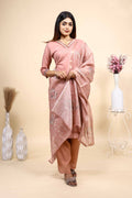 Elegant Dusty Pink Embroidered Kurta Set with Matching Dupatta