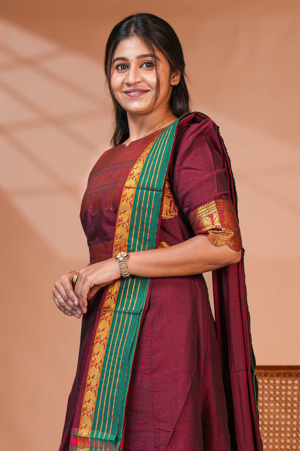 Traditional-inspired Anarkali-style kurta set with dupatta