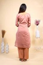 Elegant Dusty Pink Embroidered Kurta Set with Matching Dupatta