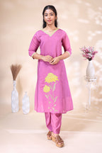 Elegant Pink Embroidered Kurta 3 PoSet with Matching Dupatta